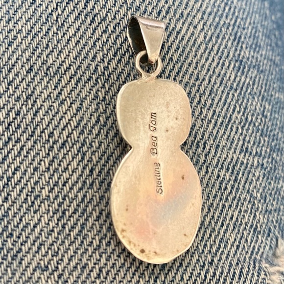 Bea Tom Vintage Sterling Silver Pearl Pendant Enhancer Navajo Southwest Jewelry - Picture 6 of 8